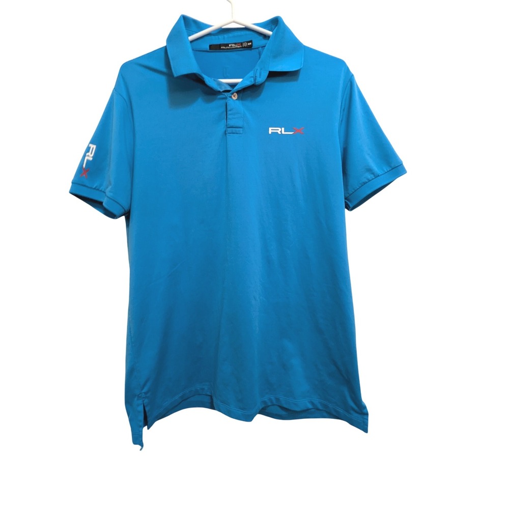 RLX Polo Ralph Lauren Mens Medium Blue Short Sleeve Golf‎ Polo Shirt